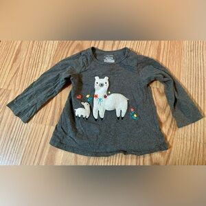 Toddler Girl’sFirst Impressions Charcoal Long Sleeve with Llama Design size 12m
